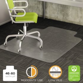 Deflect-O DuraMat 46" x 60" Chair Mat for Low Pile Carpet, Clear