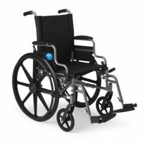 Medline K4 Basic Wheelchair Removable Desk Length Armrests and Swing Away Leg Rests (20"x 18" Seat)