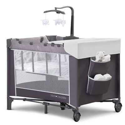 5-in-1 Portable Baby Travel Cot with Detachable Changing Table