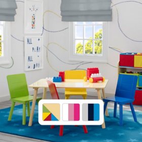 Delta Children Kids' Table and Chair Set (4 Chairs Included), Assorted Colors
