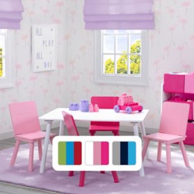 Delta Children Kids' Table and Chair Set (4 Chairs Included), Assorted Colors