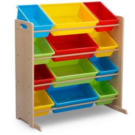 Delta Children Kids' Toy Storage Organizer with 12 Plastic Bins, Assorted Colors