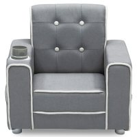 Delta Children Chelsea Kids' Upholstered Chair with Cup Holder, Soft Grey