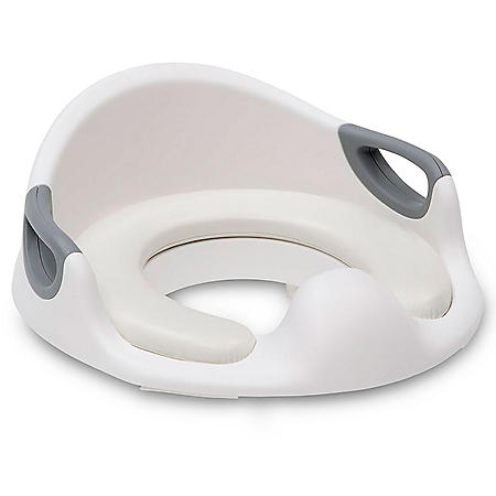 Potty Training Seat for Toddlers Toilet Seat Kids Potty Trainer Seats with Soft Cushion Handles for Round Oval Toilets Double Anti-Slip Design and Splash Guard for Boys and Girls White