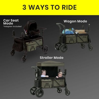 Jeep Deluxe Wrangler Stroller Wagon + Accessories (Black/Green