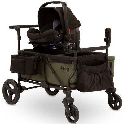 Jeep Deluxe Wrangler Stroller Wagon + Accessories (Black/Green