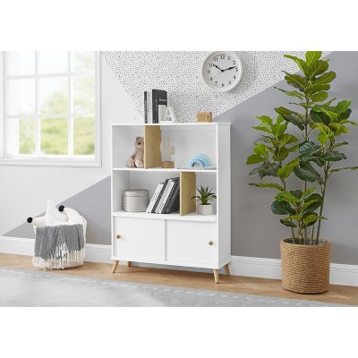 Kids Bookcase with Storage White