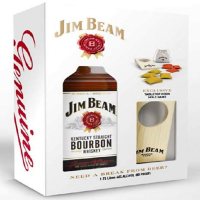 Jim Beam Kentucky Straight Bourbon Whiskey 1.75 L with Cornhole Game