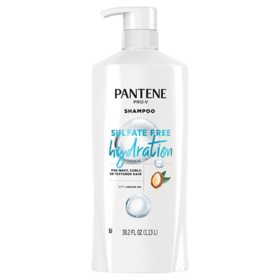 Pantene Pro-V Sulfate Free, Paraben Free, Mineral Oil Free & Dye Free Hydrating Shampoo with Argan Oil for Curly, Wavy or Textured Hair (38.2 fl. oz.)