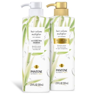 Pantene Nutrient Blends Hair Volume Multiplier with Bamboo, Dual Pack ...