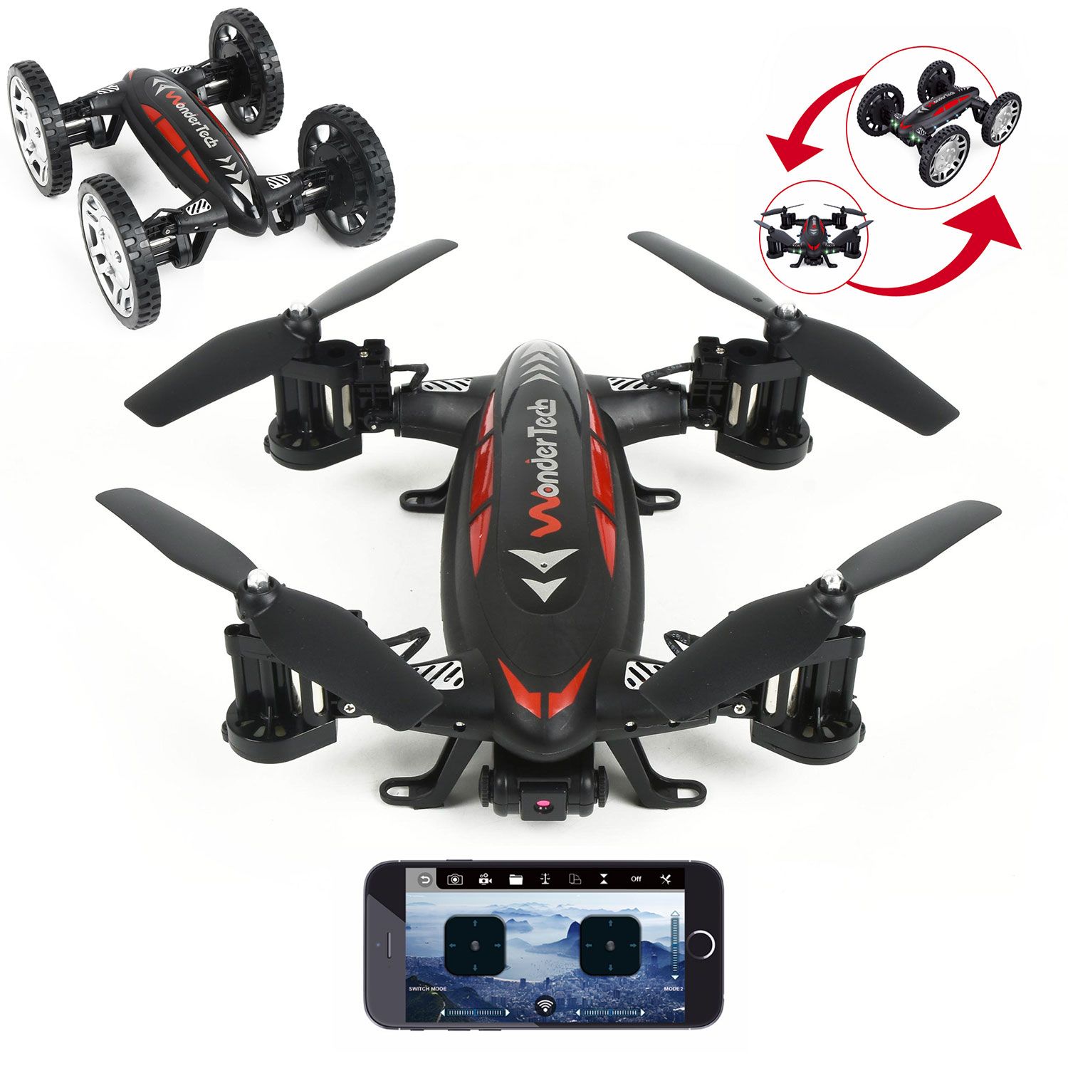 WonderTech Skywheeler App Control Drone and RC Car Combo