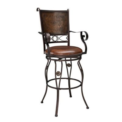 Big & Tall Copper-Stamped Back Bar Stool with Arms (Assorted Sizes 