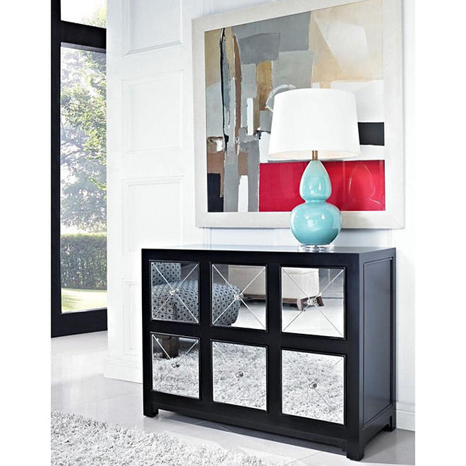 Mirrored Drawer Console, Black