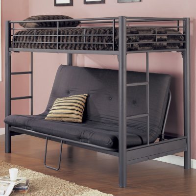 Twin Futon Bunk Bed in Metal with Futon Pad