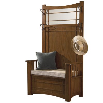 Mission Oak Hall Tree with Storage Bench Sam's Club