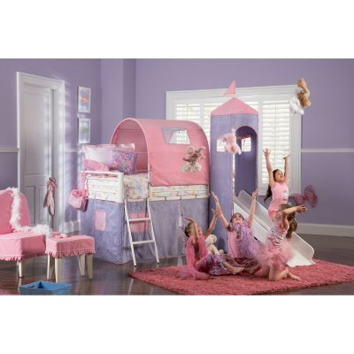 Princess Castle Tent Loft Bed with Slide