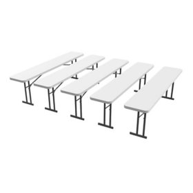 Lifetime 8' Seminar Folding Table, 5 Pack - White Granite
