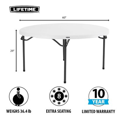 LIFETIME PRODUCTS 4-Pack 5-ft x 5-ft Indoor or Outdoor Round Polyethylene  Off-white Folding Banquet Table (8-Person) at