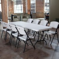 Lifetime Combo - 8' Table and (8) Folding Chairs, White
