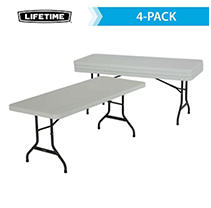 Lifetime 6' Commercial Grade Folding Table, White Granite - 4 pk