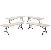 8' Almond Granite Lifetime Folding Tables - 4 pk.