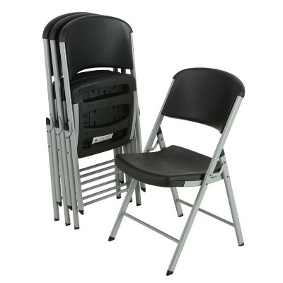 Lifetime Commercial Folding Chair, Black on Silver Frame (4 pk.)