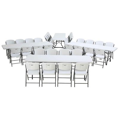 Lifetime Combo 4 8 Commercial Grade Nesting Folding Tables 32 Folding Chairs White Granite Choose A Color