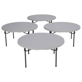 Lifetime 60" Round Commercial Grade Folding Table, 4 Pack, Choose a Color
