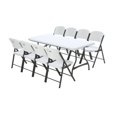 Lifetime Combo Banquet 6 Commercial Table And 8 Folding Chairs White Granite