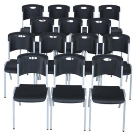 Lifetime Contoured Stacking Chair, Black