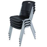 Lifetime Contoured Stacking Chair, Black