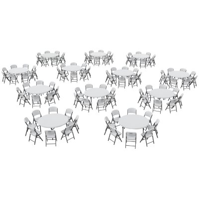 Lifetime Super Combo 12 60 Round Commercial Grade Folding Tables And 96 Folding Chairs White Granite