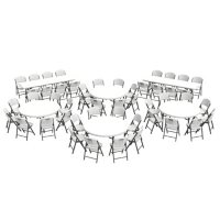 Lifetime Combo - (4) 60" Tables, (2) 8' Tables and (48) Folding Chairs, White Granite