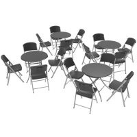 Lifetime Set of Four 33" Round Tables and 16 Folding Chairs, 80750