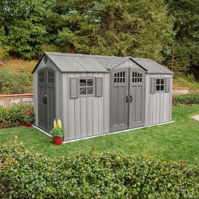 Lifetime (60318) 15′ x 8′ Rough Cut Dual-Entry Outdoor Storage Shed