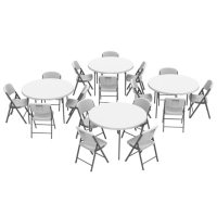 Lifetime (4) 48-Inch Round Fold-In-Half Tables and (16) Chairs Set, 80819