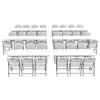 Lifetime Combo (4) 8' Folding Tables, (2) 6' Folding Tables and (44) Folding Chairs - Commercial Grade