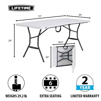 Lifetime Commercial Black Folding Table 6 ft.