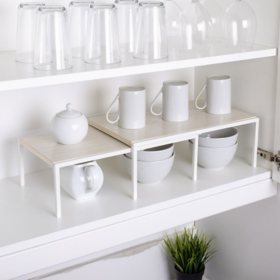 Smart Design Expandable Kitchen Storage Shelf with Premium Wooden Accents (Assorted Colors)