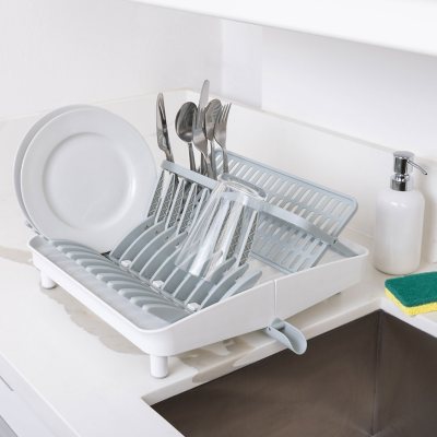 Dish Drying Rack, Kitchen Counter Dish Drainers Rack, Auto-Drain