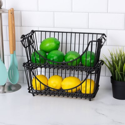 Smart Design | 2 Tier Stackable Pull Out Baskets