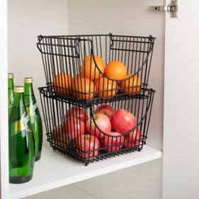 Smart Design Stacking Baskets, 2 Pack (Assorted Sizes)