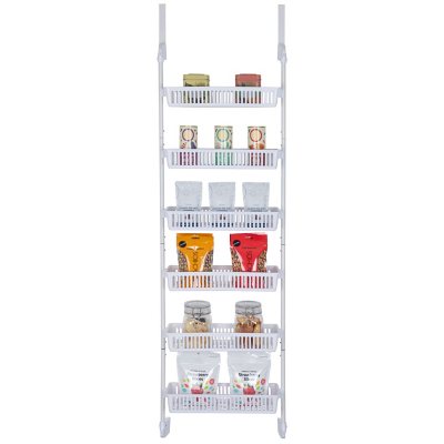  Smart Design Over The Door Pantry Organizer Rack with 6  Adjustable Shelves - Steel Metal Wire Baskets and Frame - Hanging - Wall  Mountable - Cans, Spice, Storage, Closet, Bathroom, Kitchen - White