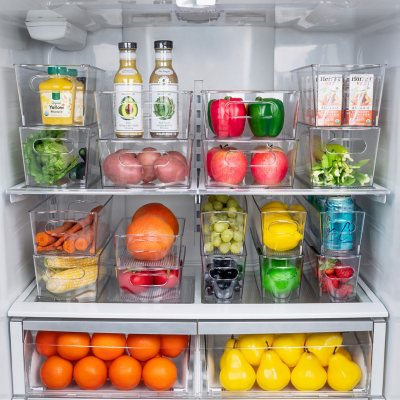 Clear BPA-Free Stackable Refrigerator Organizer Bins (Set of 4)