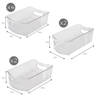 Simplemade Clear Refrigerator Organizers, 2 Pack Large Sized 8 x 12 Clear Bins for Fridge, Containers for Fridge and Freezer, Multipurpose Storage