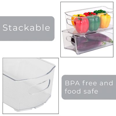 smartified Fridge Organizer Bin with Lid & Removable Dividers