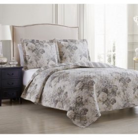 Waverly Ballad Bouquet Oversized 3 Piece Reversible Quilt Set