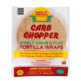 Santa Fe Tortilla Company Carb Chopper Whole Grain with Flax Tortilla Wrap, 22 ct.