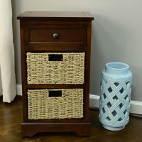 Storage Side Table with 2 Sea Grass Baskets (Assorted Colors)