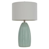 Ribbed Ceramic Table Lamp, Light Blue
